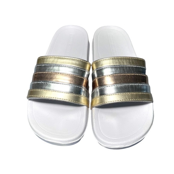 Tommy Hilfiger Kids Gold, Silver, & Copper Rainbow Slides - Picture 2 of 6